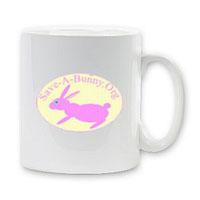 White Mug with pink and cream Save-A-Bunny.org logo